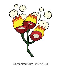 caricatura quemando flores