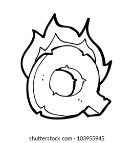 cartoon burning letter q