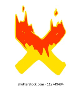 cartoon burning letter x