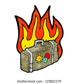 cartoon burning luggage