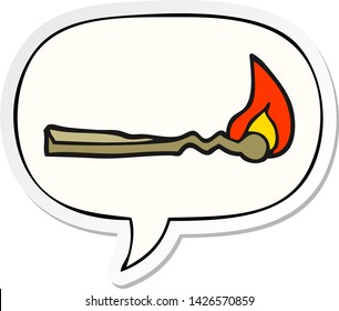 cartoon burning match with speech bubble sticker