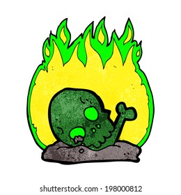 Karikatur, die alte Knochen verbrennt