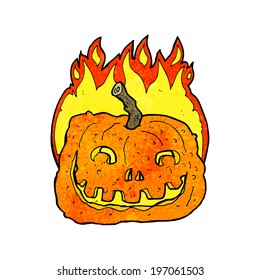 cartoon burning pumpkin