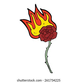 cartoon burning rose