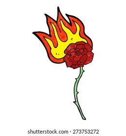 cartoon burning rose