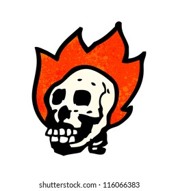 cartoon burning skull