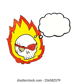 cartoon burning skull with thought bubble