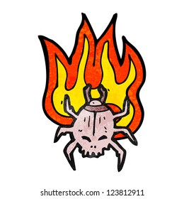 cartoon burning spooky beetle