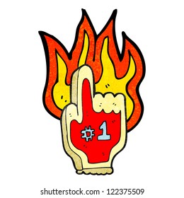 cartoon burning sports foam hand