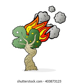 cartoon burning tree