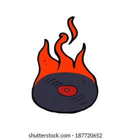 cartoon burning vinyl record