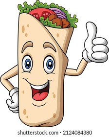 Cartoon burrito or kebab mascot design