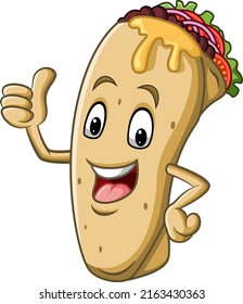 Cartoon burrito or kebab mascot design