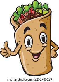 Cartoon burrito or kebab mascot design