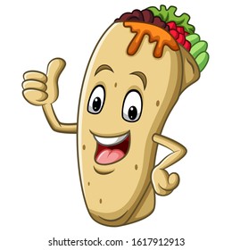 Cartoon burrito mascot giving thumb up svg