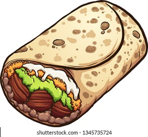 Cartoon Burrito Mexican Food Clip Art. Vector Illustration With Simple Gradients. All In A Single Layer. 
