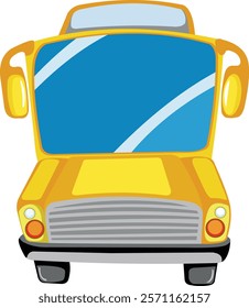 A cartoon bus character like a school bus, suitable for icons, symbols or logo materials related to bus images