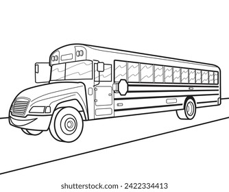 Cartoon bus illustration. Vector bus illustration for coloring book
