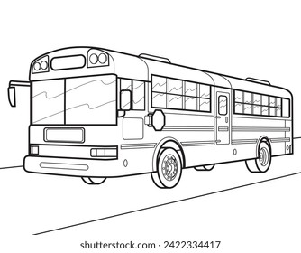 Ilustración del autobús de dibujos animados. Ilustración de vectores para libro de coloreado