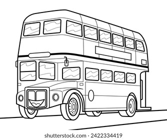 Cartoon bus illustration. Vector bus illustration for coloring book