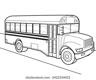 Cartoon bus illustration. Vector bus illustration for coloring book