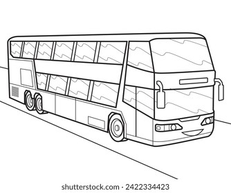 Cartoon bus illustration. Vector bus illustration for coloring book