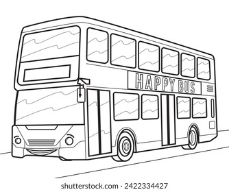 Cartoon bus illustration. Vector bus illustration for coloring book