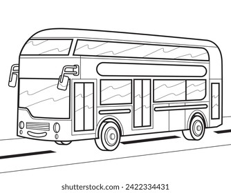 Ilustración del autobús de dibujos animados. Ilustración de vectores para libro de coloreado