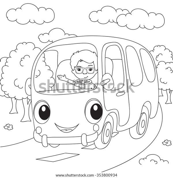 Cartoon bus.
Vector illustration. Coloring
book