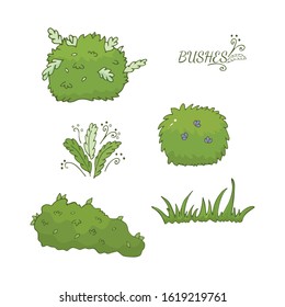 cartoon bushes on a white background