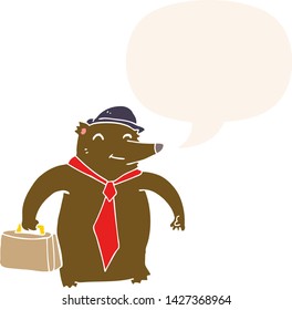 caricatura de negocios con burbuja de habla en estilo retro