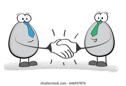 cartoon with business characters shaking hands