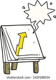 cartoon business chart with arrow with speech bubble