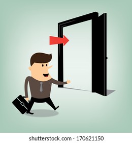 Cartoon business of computer web design and office