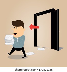 Cartoon business of computer web design and office