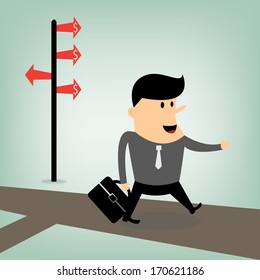 Cartoon business of computer web design and office