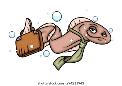Cartoon Business Eel Fish