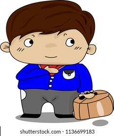 Cartoon business man carrying a bag, vector