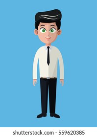 cartoon business man employee office work