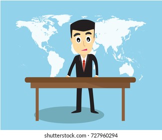 Cartoon business man leadership vector.