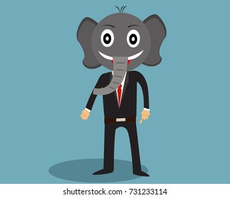 Cartoon business man new concept elephant face vector.