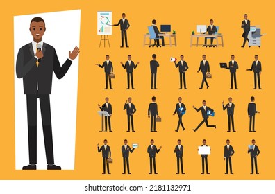 cartoon business man suit character set  ,Vector illustration 