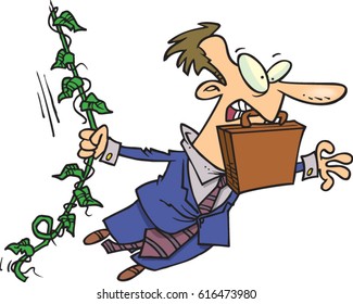 Cartoon Business Man Swinging On A Vine