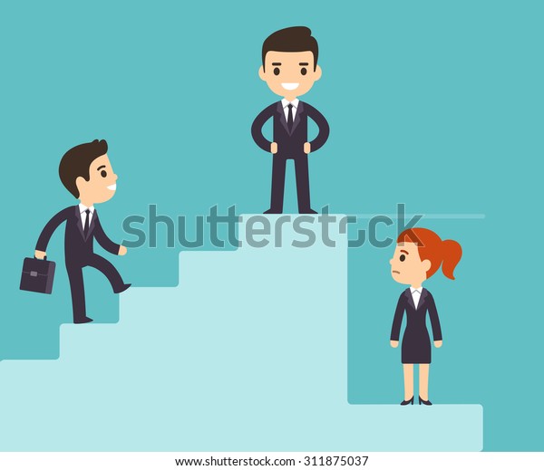 Cartoon Business Men Climbing Corporate Ladder Stock Vector