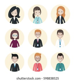 Cartoon business people avatar set - illustration vector