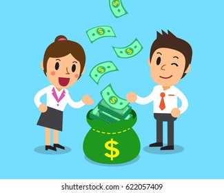 Cartoon business people earning money