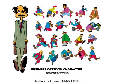 Cartoon business people. Funny face expressions, caricature emotions, vector