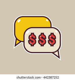 Cartoon business strategy communication icon with outline