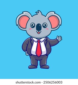 Cartoon business vector icon illustration koala waving hand, Animal business icon concept isolated