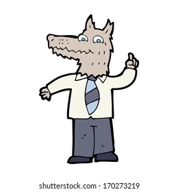 caricatura lobo de negocios con idea